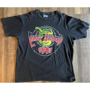 Vintage Lynyrd Skynyrd Shirt Mens Extra Large Black Snake Band Tee 1991 Tour 90s